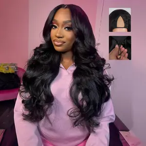 [V Part]Bling Hair V Part Wig Human Hair Body Wave Human Hair Wig With Clips Brazilian 100% Human Hair VPart Wigs Human Hair For Black Women Glueless Beginner Friendly Deep Wave