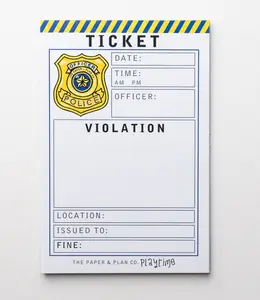 Police Ticket Violation Playtime Pad️s for Pretend Play - 4"x 6" 50 Sheets Police Ticket Violation Pad Creative Office Notepad Made in the USA Stationery Home Use