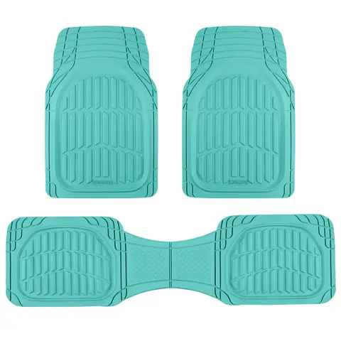 Motor Trend FlexTough LITE Heavy-Duty Rubber Car Mats Full Set - Resists Wear, All-Weather, Waterproof - Trim-to-Fit for Compact SUVs - Car Interior Accessories, Heavy-Duty Rubber Resists Wear