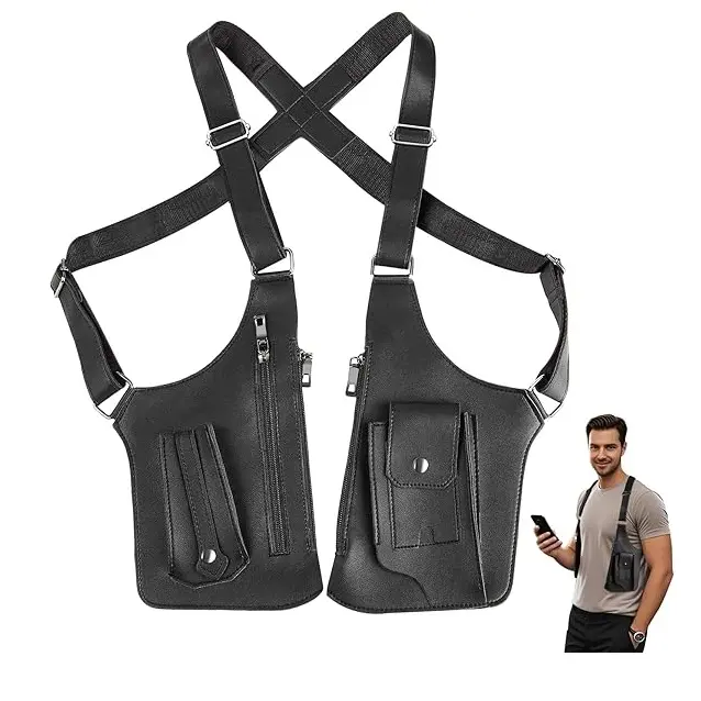 Unisex PU Leather Casual Underarm Bag & Shoulder Pouch - Waterproof, Adjustable Strap, Multi-Compartment, Large Hidden Safety Anti-Pocket, Lightweight Concealed Holster for Work Safety, Camping