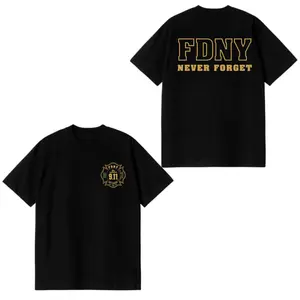 FDNY 9/11 25th Anniversary T-Shirt – Never Forget Firefighter Tribute Graphic Tee for Men