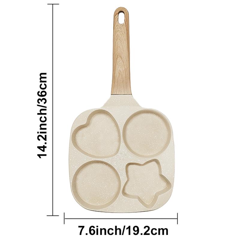 ABKOK Kitchen Cooking Egg Frying Pan, Non Stick 4 Cups Star Heart Shaped Egg Mold Skillet- Pancake Pan for Holiday, All Stoves Available Kitchen Gadgets