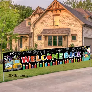 2D flat banner 1 piece Welcome Back To School Banner Back To School Decorations Welcome Back To School Yard Sign for School Classroom Hanging Yard Banner Back To School Yard Decorations  First Day School Wall Sign