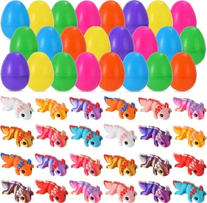 24‑Pack Prefilled Easter Eggs with 3D Printed Axolotl Figurines – Easter Basket Stuffers & Easter Egg Hunt Toys for Kids, Fun Fidget & Toy Egg Fillers