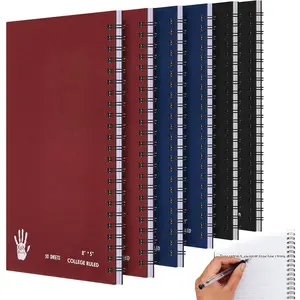Lefty 6 Pack Small Left Handed Notebook 8"x5" Lefty Spiral Notebooks 50 Sheets College Wide Ruled Paper for School (Black, Red, Blue)