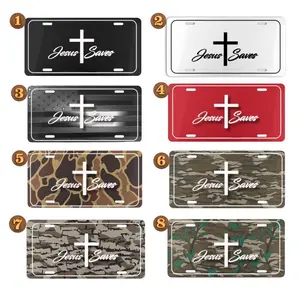 Vintage Jesus Saves Aluminum License Plate Plate - 12" x 6" Camo Design - Easy Install with 4 Holes - USA Assembled - Customizable Vehicle Accessory