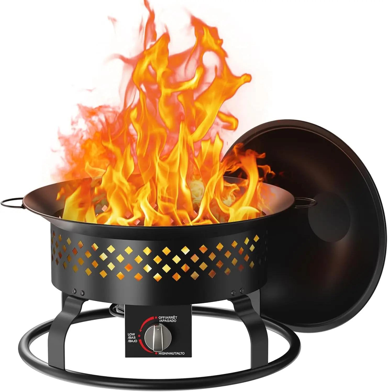 19 Inch Portable Propane Fire Pit 50000 BTU Smokeless with Carry Bag Lava Rocks for Camping RV Patio Backyard