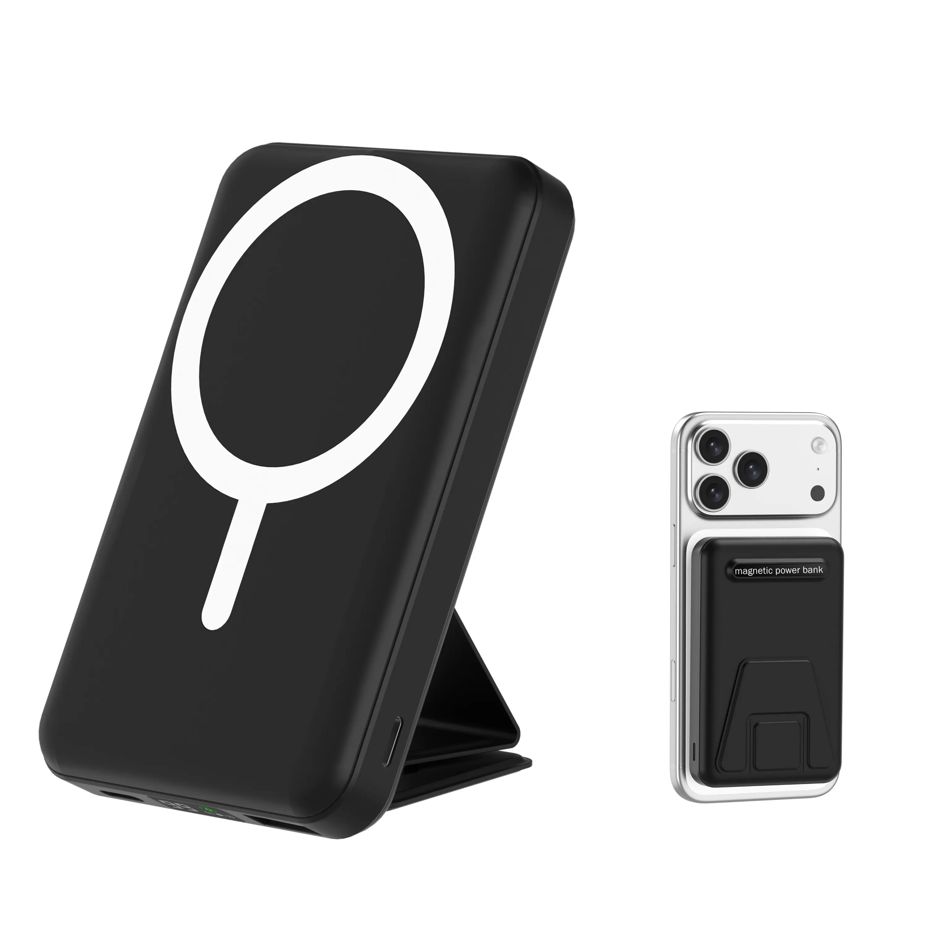 Podoru  Power Bank 10000mAh Magnetic Portable Charger, 22.5W PD Fast Charging, Foldable Stand Wireless Charger with LED Display for iPhone 17/16/15/14/13/12 Pro/Pro Max  battery pack family friend built-in phone easy portability travel usb-c input