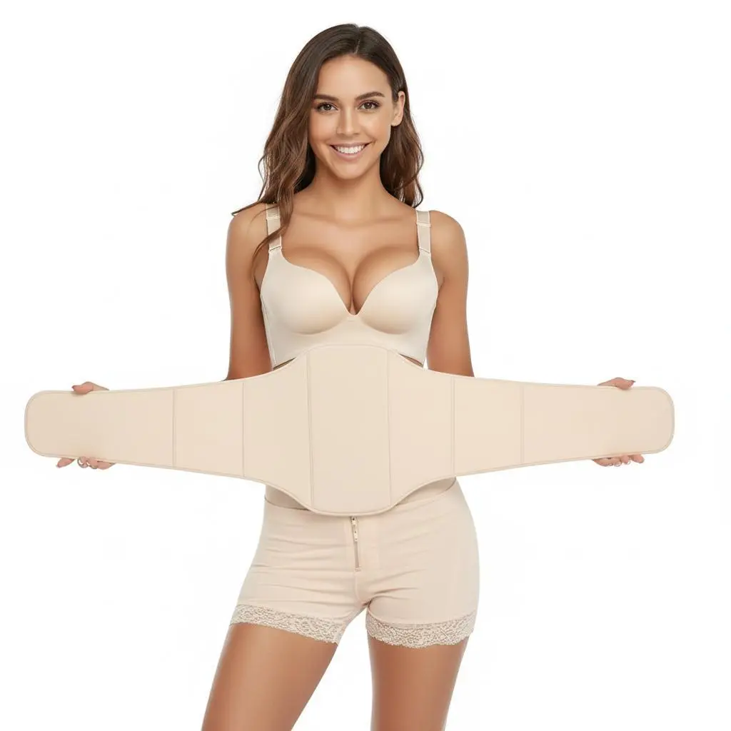 360 Lipo Foam Ab Board Post Surgery Liposuction Abdominal Compression Boards Belly Wrap Lipo Recovery Waist Cincher(Beige, One size)