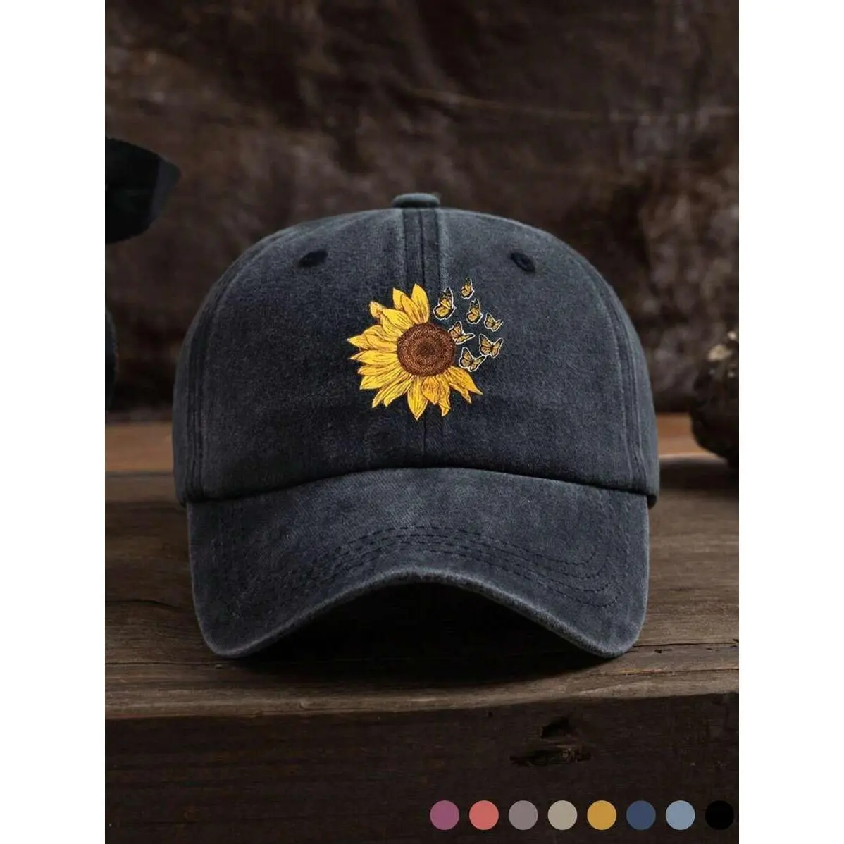 Unisex Sunflower Print Baseball Cap - Fashionable Washed Cotton Denim Adjustable Snapback Hat with Buckle, Casual Flexible Outdoor Daily Wear Hat for Men, Adjustable Hat, Casual Hat