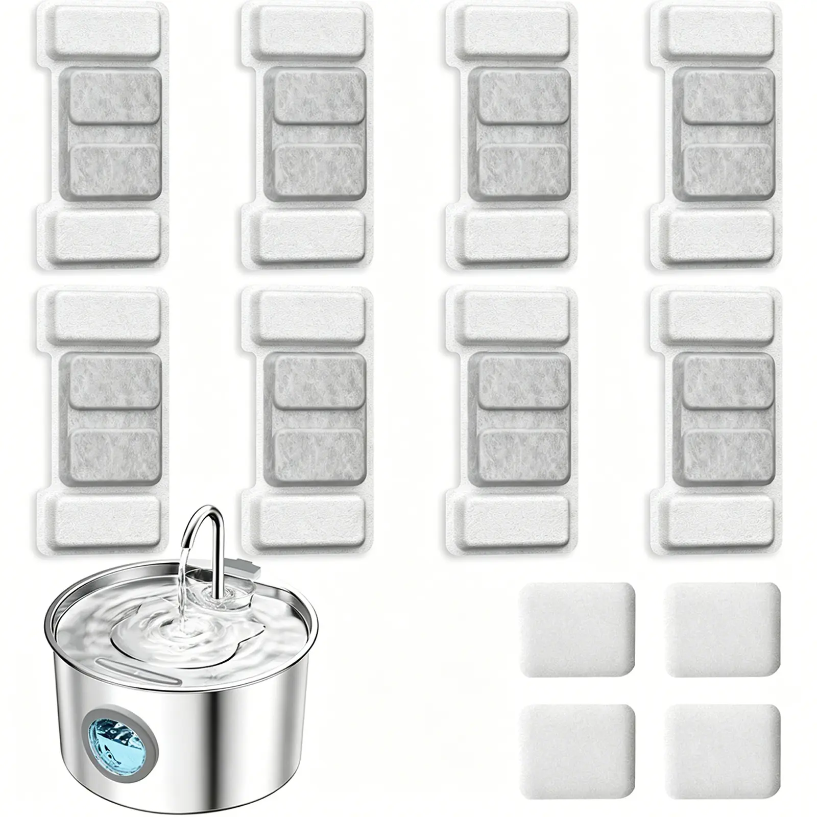 Cat Water Fountain Filter Replacement 8 Cat Fountain Filter - 8 Pet Fountain Filter - 4 Carbon Filters & 4 Foam Filters