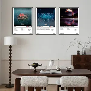 3-piece Rod Wave/PTSD/Heart On Ice album cover enthusiast set, modern art deco style, perfect for bars, clubs, cafes, homes, offices, etc., home décor, music room decoration, frameless, Room Wall Art