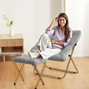 Comfy Saucer Chair, Reading Chairs for Adults, Kids,Foldable Living Room Chairs, Soft Faux Fur Lounge Chair for Bedroom