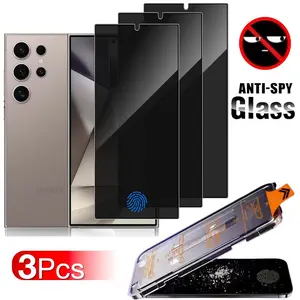 3 Pack Privacy Protective Screen Protector for Samsung Galaxy S25 S24 S23 S22 S21 Plus + Ultra Z Fold 7 6 5 4 3 A55 A53 A52 A35 5G , 9H Hardness Anti-Scratch Anti-Spy Tempered Glass Film - Support Fingerprint Unlock, Case Friendly, Accessories