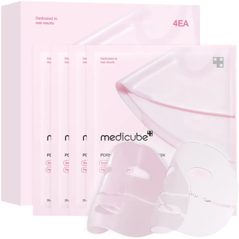 [medicube] PDRN Pink Collagen Gel Mask 4 Sheets Salmon DNA Color Changing Pink Glow Collagen Facial Mask Korean Skincare