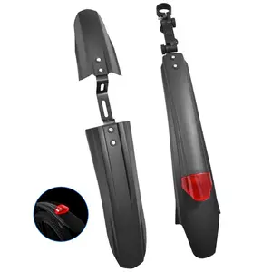 Wider & Longer Bike Fenders Set With Built-in Taillight 2PCS Mudguards For MTB & Road Bikes Adjustable Durable All Weather Protection