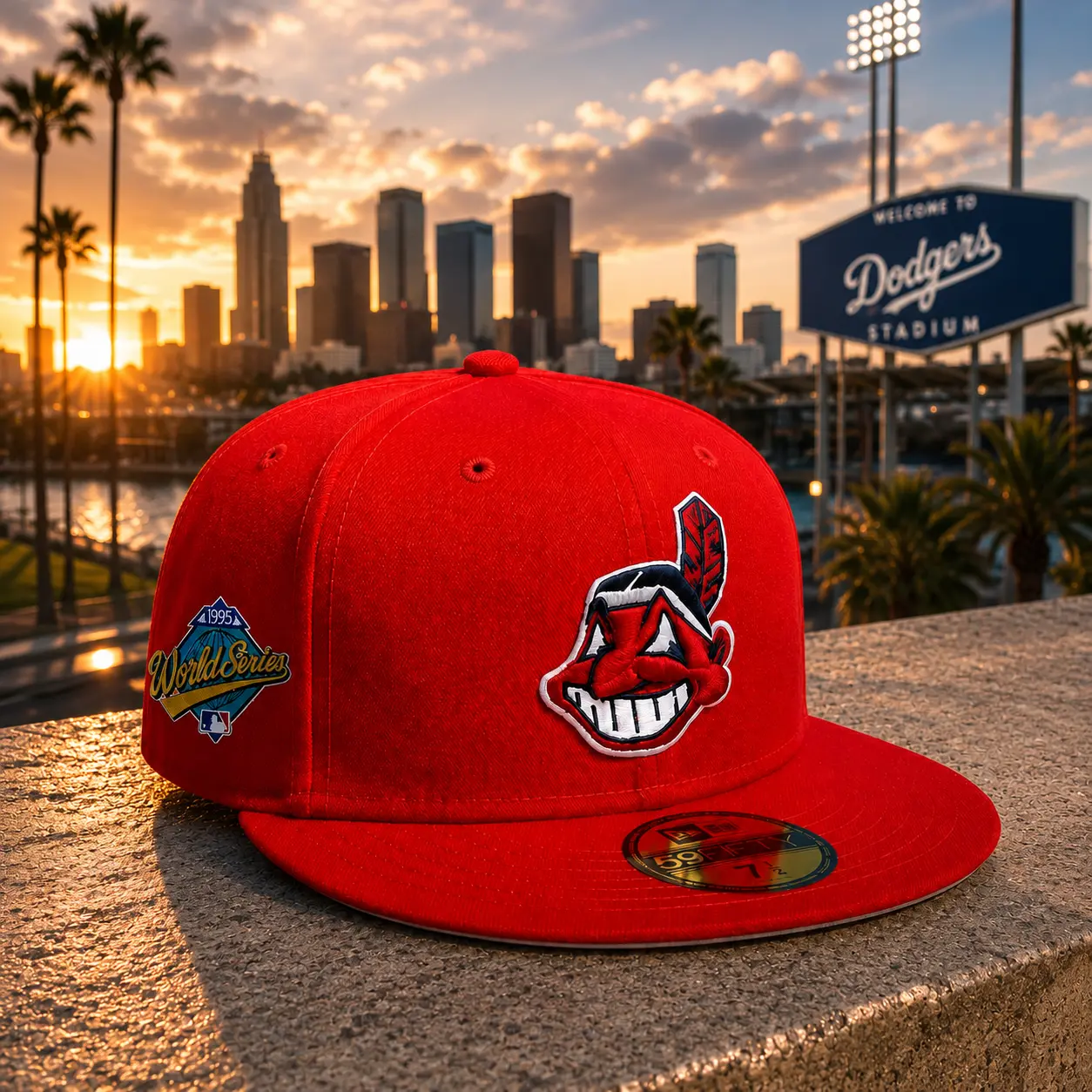New Era Cleveland Indians 59FIFTY Fitted Cap – Red MLB Hat with 1995 World Series Patch