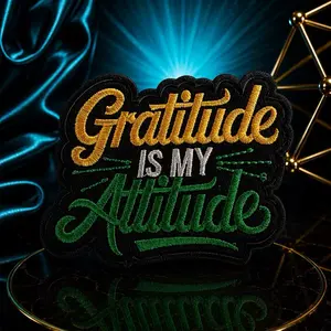 Gratitude Is My Attitude Iron-On Applique Patch, Embroidery Trim for Sweatshirts, Pullovers, Stylish Fun Gifts for Sewing & Haberdashery Projects