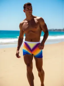Men's Striped Casual Fashion Swimming Beach Swim Trunks, Adjustable Drawstring, Comfortable Lining, S-Xxl Sizes, Perfect Swimsuit for Active Men