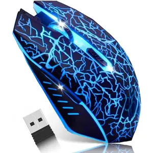 X-MUP07   C10 Wireless Gaming Mouse Rechargeable Silent Optical Mice 7 Colors LED Lights, 7 Buttons 2400/1600/800DPI (Black)