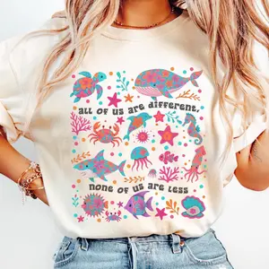 Autism Inclusion Comfort Colors T-Shirt, All of Us Are Different Neurodivergent Shirt, Ocean Lover Summer Special Education Teacher Shirt, teacher t shirts, teacher shirts, clothes girls