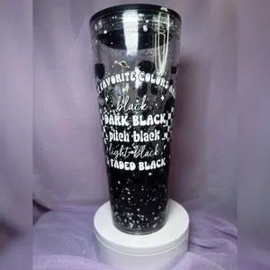 *Ready-2-Ship* 24oz Acrylic Lava Style Glitter Cup w/ Lid & Straw- Black & White