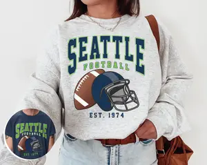Vintage Seattle Football Crewneck Sweatshirt T-shirt Seahawk Sweatshirt Vintage Style Seattle Football Shirt Seattle Fans Gift