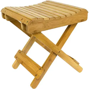 Bamboo Folding Stool for Bathroom or Entryway, Mold and Mildew Resistant, Fully Assembled and Foldable for Easy Storage bedroom furniture