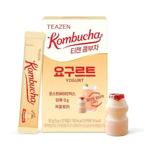 TEAZEN Yogurt Flavored Kombucha Tea, Hydration Drink Mix, Sugar Free, Live Probiotics & Prebiotics, 10 Sticks, 1.76oz