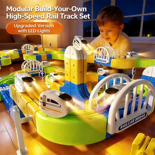 Upgrade Electric Train Set, 3D Infinity Track with Flexible Tracks for Kids, Cube Track Train- DIY Railroad Block Toys, STEM Gravity-Defying Motorized Trains Tracks for Boys Girls 3 4 5 6 7 8+ (152PCS)