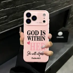 God Is Within Her Psalm 46:5 Bible Verse iPhone Case for 17 Pro Max 16 15 Plus 14 13 12 Full Camera Protection Shockproof Durable Christian Phone Case Suitable for All People All Religions All Faiths