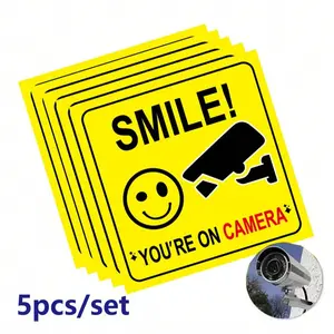 5/10 Piece Set with Polite Camera Sign, Smile on Camera Sign, Home Garden Driveway Security Sign, Decorative Safety Signs, Desk Wall Sign, Home Office Decoration Signage