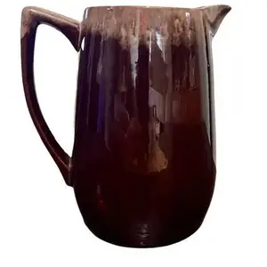 Vintage Brown Glazed Pottery Pitcher - McCoy Style