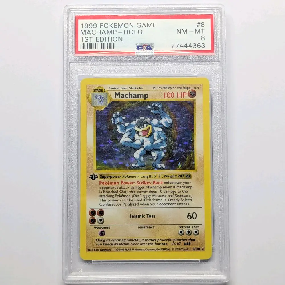 Pokmon 1999 TCG Base Set 1st Edition Machamp Holo #8 PSA 8 NM-MT 2744363 Collectible Card Game - TikTok Shop Pokmon 1999 TCG Base Set 1st Edition Machamp Holo #8 PSA 8 NM-MT 2744363 Collectible Card Game - TikTok Shop