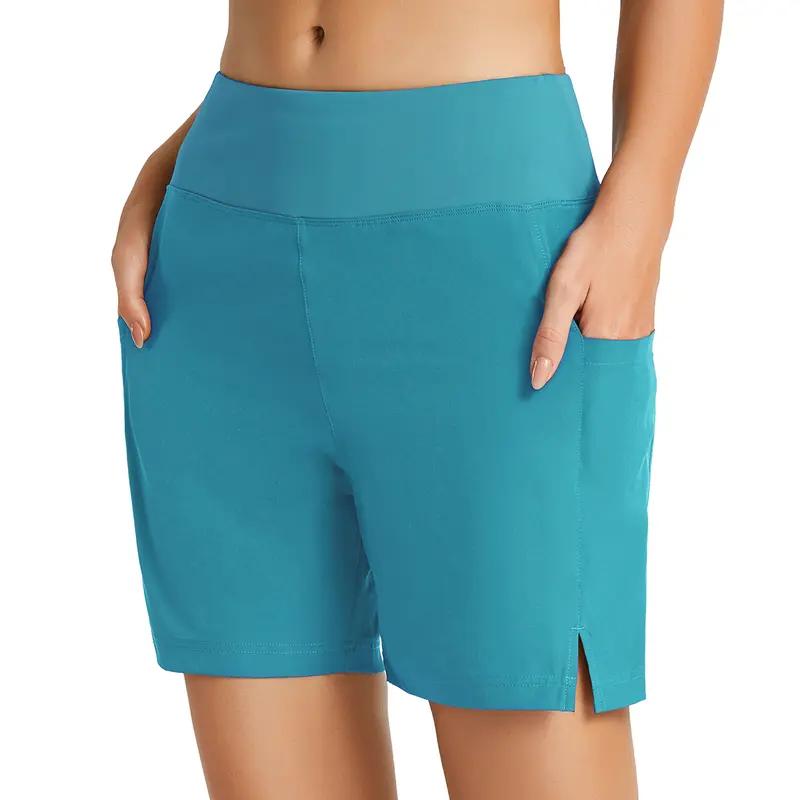 Baleaf 2025 Women's 5" High Rise Swim Bottoms - Quick Dry, Elastic Waistband, UPF50+ Sun Protection, Mesh Liner, Pockets, Active Beach Outdoor Tankini Shorts