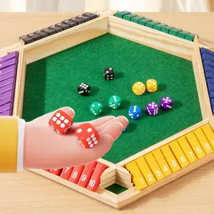 Wooden Closed Box Dice Game, 1 Set Board Dice Game Toys with Game Pieces for 1-6 Players, Family Game Night, Party and Gatherings Choice, Fun Game for Kids & Adults