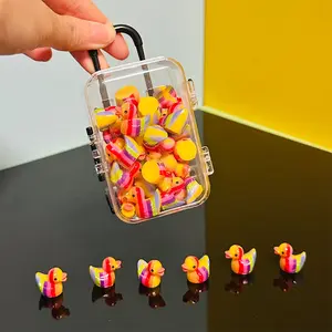 30pcs Realistic Rainbow Ducklings + 1pc Luggage, Miniature Decorative Ducks, Random Shipping, Christmas Stocking Filler, DIY Craft Supplies, Cute Collectible Figurines