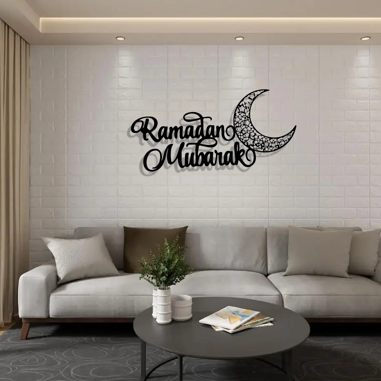1 piece of Mubarak metal wall art - old iron star and crescent design, weather resistant home decoration, Religious Home Decor, suitable for bedrooms or living rooms, ideal for Islamic enthusiasts, Islamic home decoration