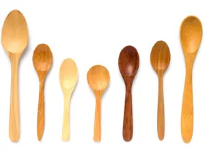 Natural Wooden Cooking & Serving Spoons Set - Reusable Kitchen Utensils