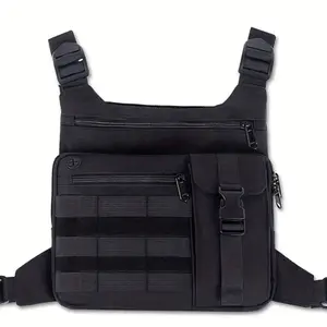 KINGSLONG Men'S Tactical Chest Bag Lightweight Running Bra Bag, Outdoor Sports Running Backpack Running Vest Bag Adjustable Shoulder Strap Multifunctional Tactical Vest Backpack