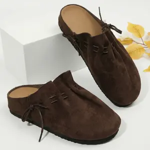 Women's Vacation Drawstring Sandals Closed Toe Flats Loafers Slip-On Shoe Chunky Sole Comfortable Casual Work Office Shoes