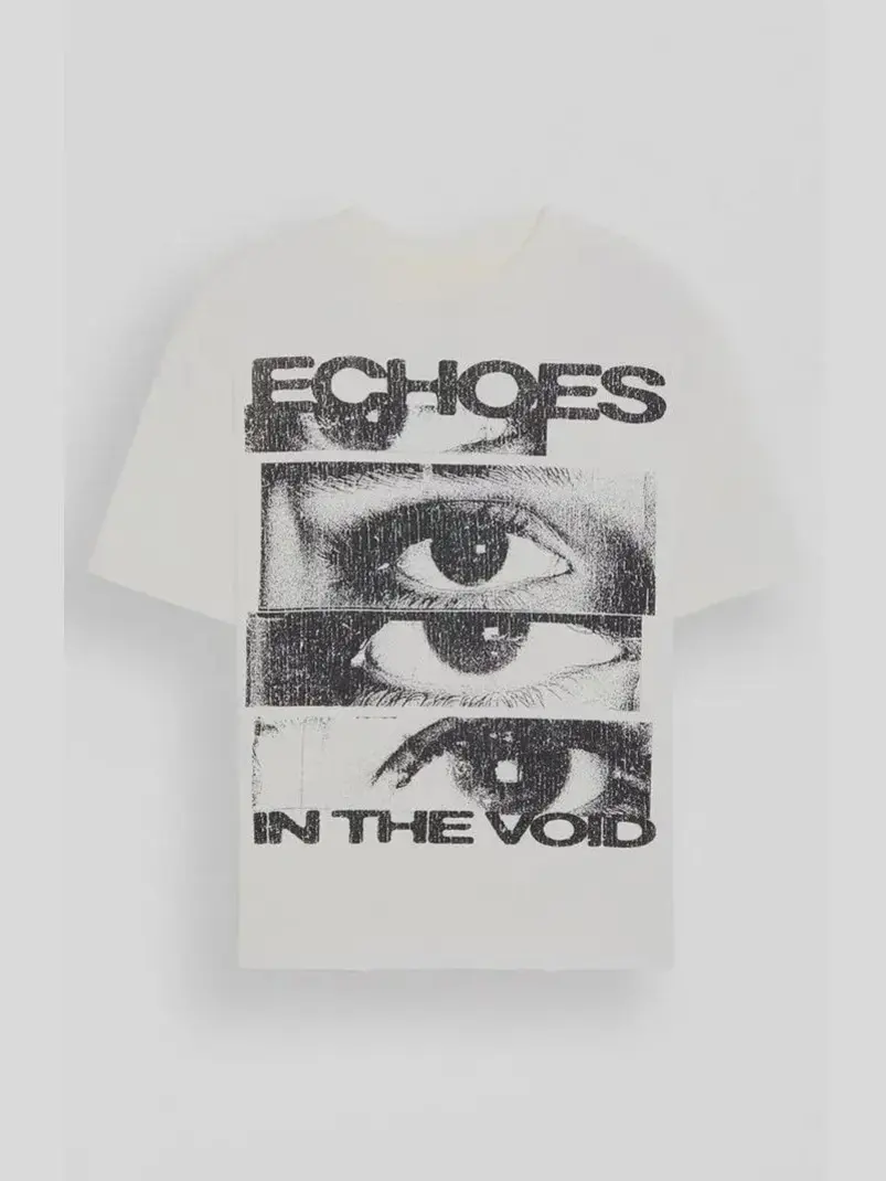 Men's Echoes In The Void Eye Graphic CroppedT-Shirt Vintage Distressed Print Boxy Crop TeeY2K Grunge Streetwear Short Sleeve TopCropped T-Shirt, Boxy Crop Tee Menswear Oversized Menswear Cotton Casual Love Tshirt