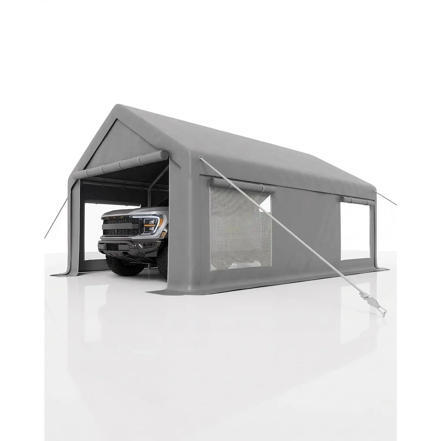 Carport, 12x20 ft Heavy Duty Portable Garage with Removable Sidewalls, Waterproof Car Canopy for Boat Shelter, All-Weather Car Shelter with Roll-Up Windows, 12x20 ft