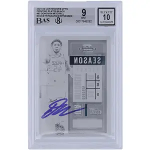 Donovan Mitchell Utah Jazz Autographed 2021-22 Panini Contenders Optic Black Printing Plate #83 #1/1 Beckett Fanatics Witnessed Authenticated 9/10 Card - Fanatics Authentic Certified