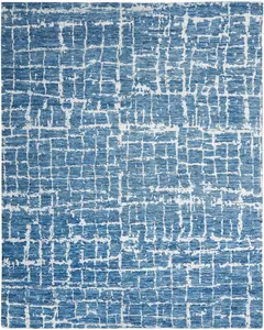 Nourison Home Luna LUN02 Blue Silver Contemporary Hand Knotted Rug