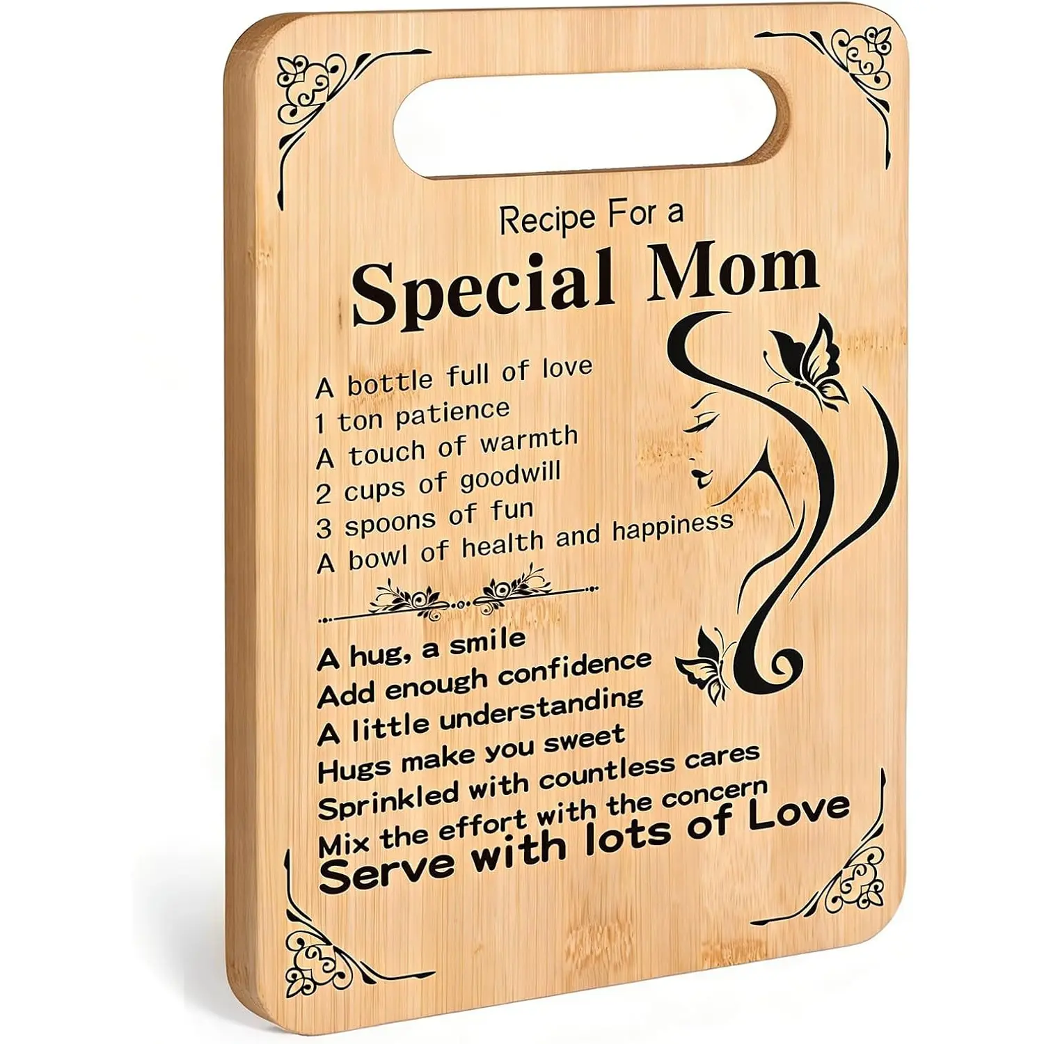 Personalized Cutting Board for Mom - Natural Bamboo Small Cutting Board with Cute Designs | Birthday,Mother's Easter Gifts for Mom from Daughter, Son | Eco-Friendly Kitchen Gadget & Cooking Essential