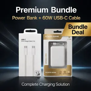 VantaSupply Premium Power Bundle 5000mAh Power Bank with Fast Charging Cable for Phone & Smartphone Complete Charging Solution