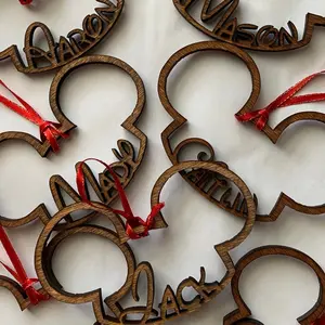 Laser cut Personalized Mouse ears ornament Decor Wood