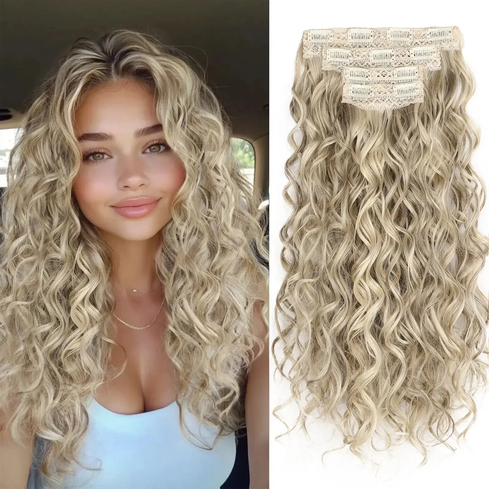 22inch-Ash Blonde with Highlights