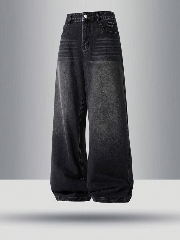 Men'S Casual Wide-Leg Jeans , Relaxed Fit, Mid-Rise, Regular Length, Zipper Fly, All-Season Comfort, Casual Attire | Relaxed Fit Jeans | Comfortable Jeans